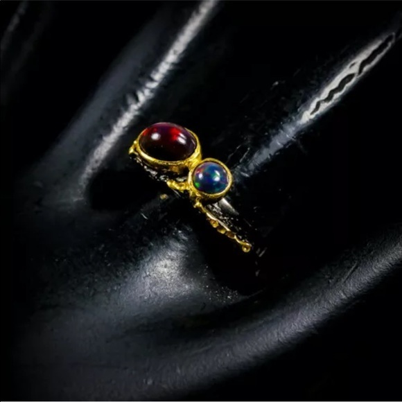 Artisan Black Opal modern design 925 ring size 7.5 - Picture 3 of 5